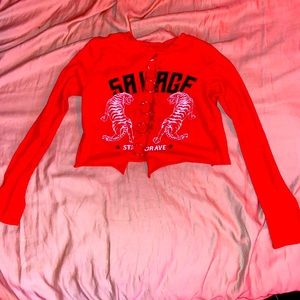 Red Savage Ringed Crop Top. From Fashion Nova. Size Small.